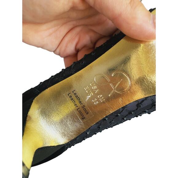 Adrianna Papell Peep Toe Pump Beaded Kitten Heels Size 6 Black Holiday Event - Picture 7 of 9